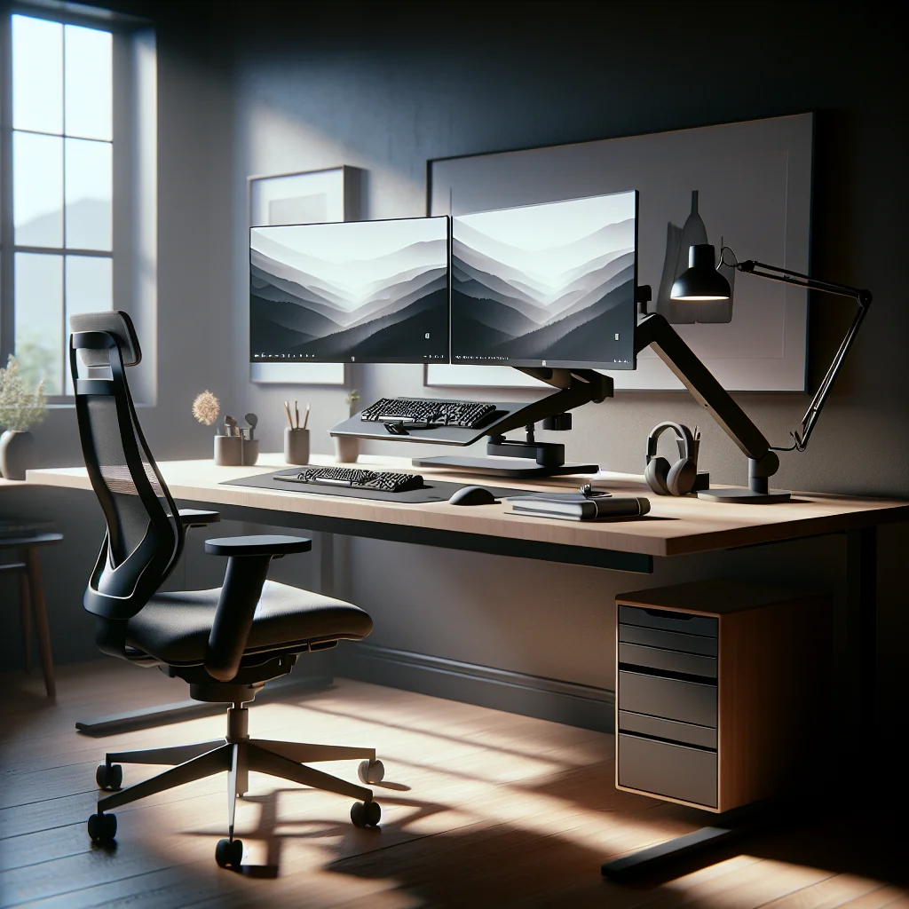 Stacked Ergonomic Monitor Setup for a Small, Aesthetic, and Productive Desk